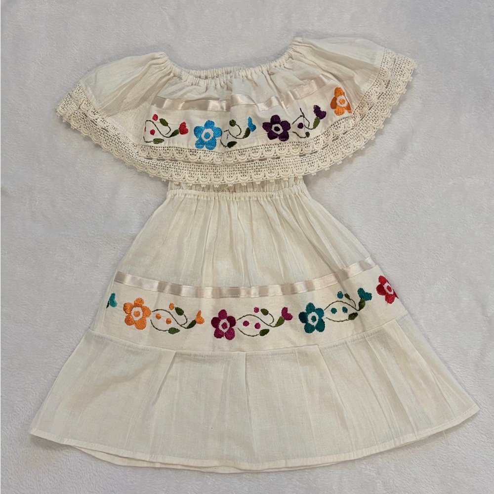 Mexican Puebla Hand-Embroidered Dress – Size 2T